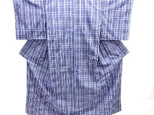 アンティーク　格子織出し手織り紬着物アンサンブル